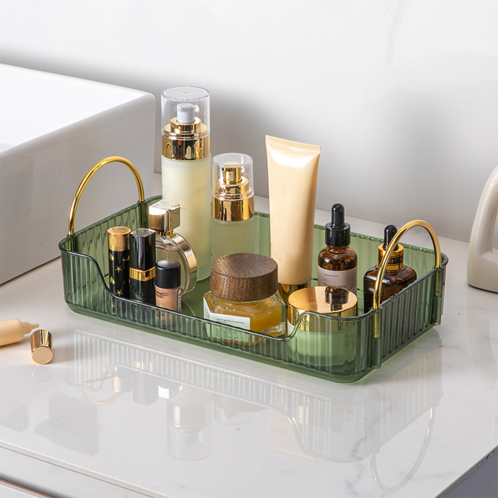 Home Bathroom Accessories - Badezimmer-Organizer, luxuriöser Acryl-Aufbewahrungsständer für Schmuck, Kosmetik,