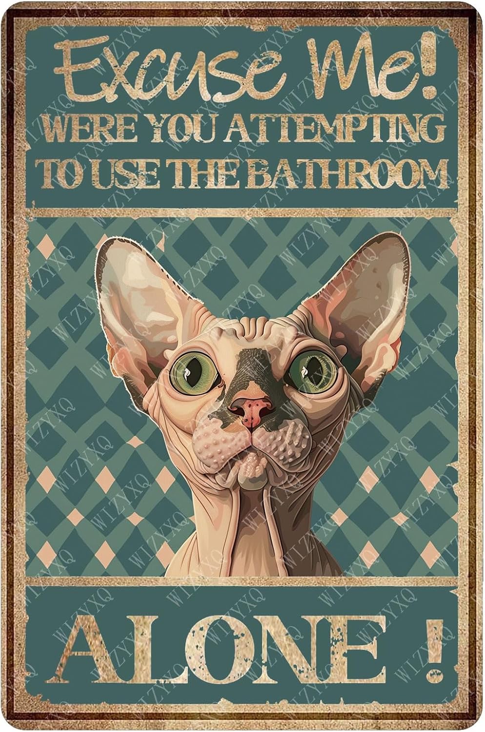 Home Alone Bathroom - Metallschilder „Excuse Me Alone Hairless Cat