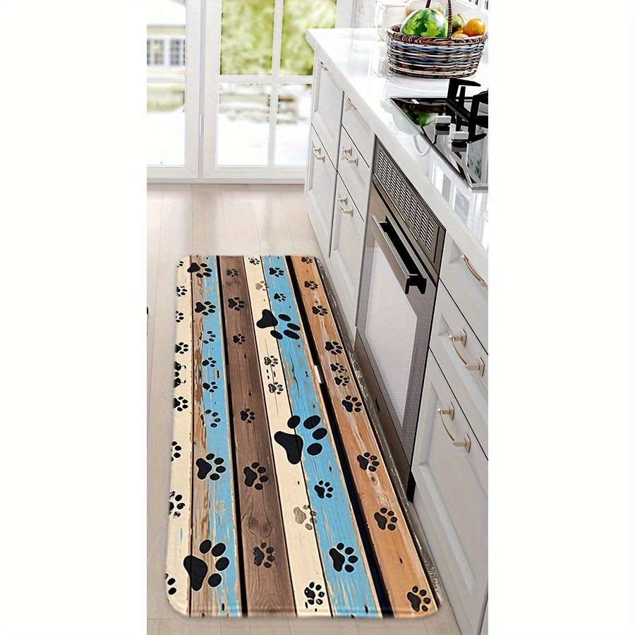 Home Bathroom Door Design - 1PC Pfotenabdrücke Muster Küchenteppich Rutschfeste Fußmatte