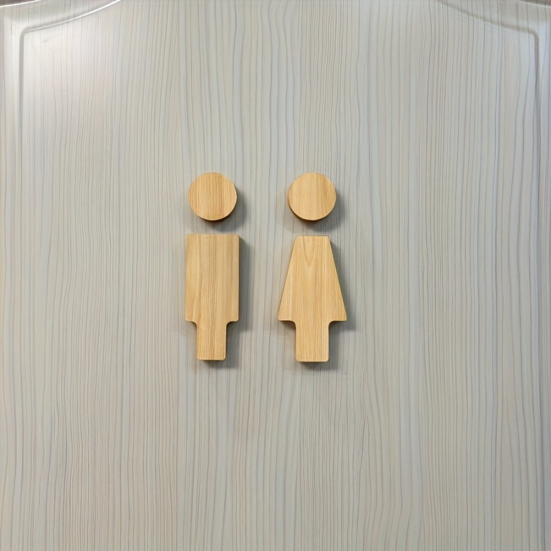 Home Bathroom Accessories - 2-teiliges Badezimmerschild aus Holz für Toilettentüren