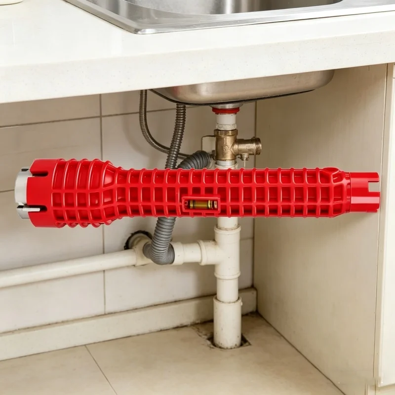 Home Bathroom Repair - Universelles Sanitärwerkzeug Doppelkopf-Wasserhahnschlüssel Rutschfester Griff Warmwasserbereiter-Schraubenschlüssel