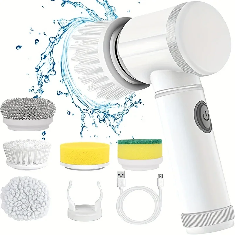 Home Bathroom Cleaning Machine - Kabelloser elektrischer Schrubber mit 5 austauschbaren