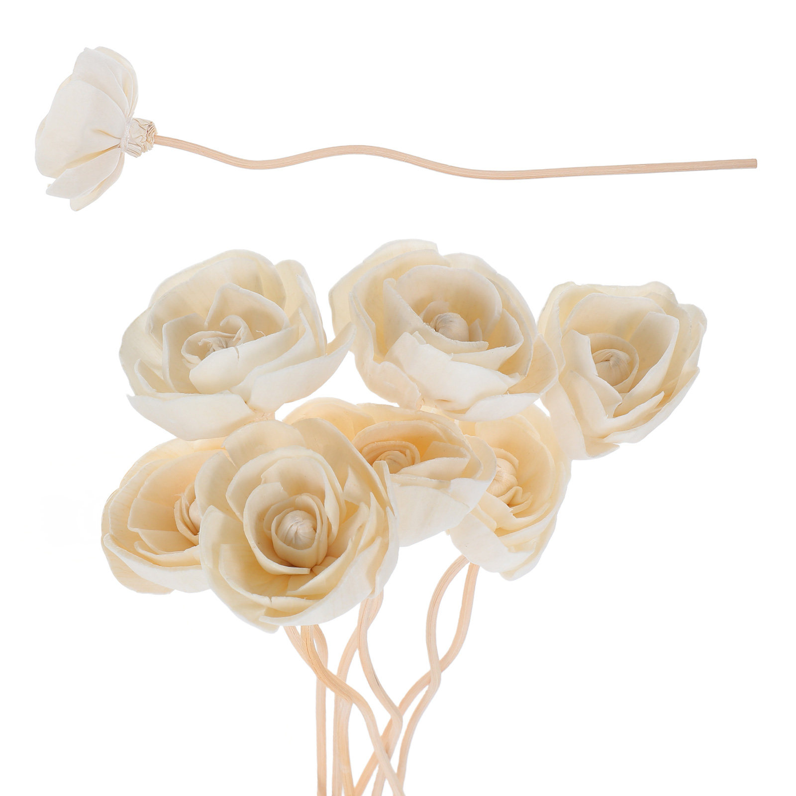 Home Essentials Bathroom Accessories - 8 Stück Blumen-Rattan-Diffusorstäbchen aus Holz, Aroma-Diffusorstäbchen,