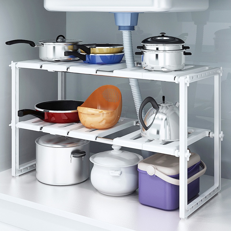 Home Depot Bathroom Sink - Unterschrank-Organizer, 2-stufiges, erweiterbares Schrankregal mit 10