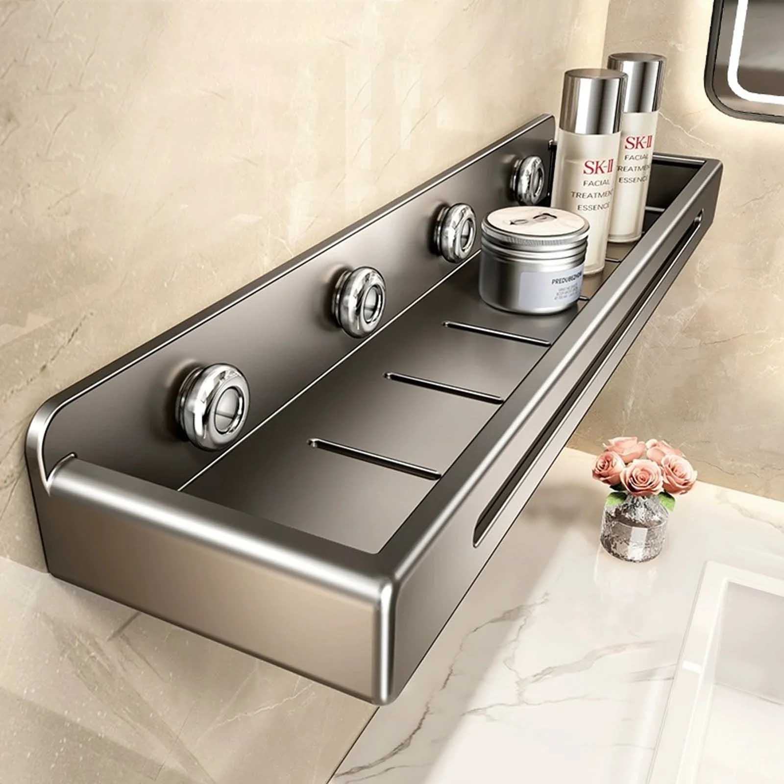 Home Depot Bathroom Sink - Wandmontierte Badezimmer-Ablage, Toilettenregal aus Edelstahl, Bohrfreies