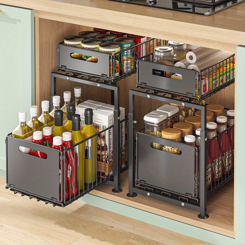 Home Depot Bathroom Sink - 2-stufiger Ausziehbarer Schrankorganizer, Schwerlastregal für Unter
