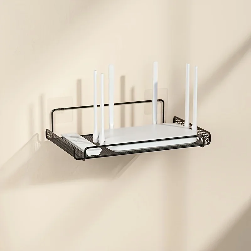 Home Bathroom Accessories - Edelstahl-Router-Regal ohne Bohren, WLAN-Wandhalterung, Router-Aufbewahrungsorganizer, Regal
