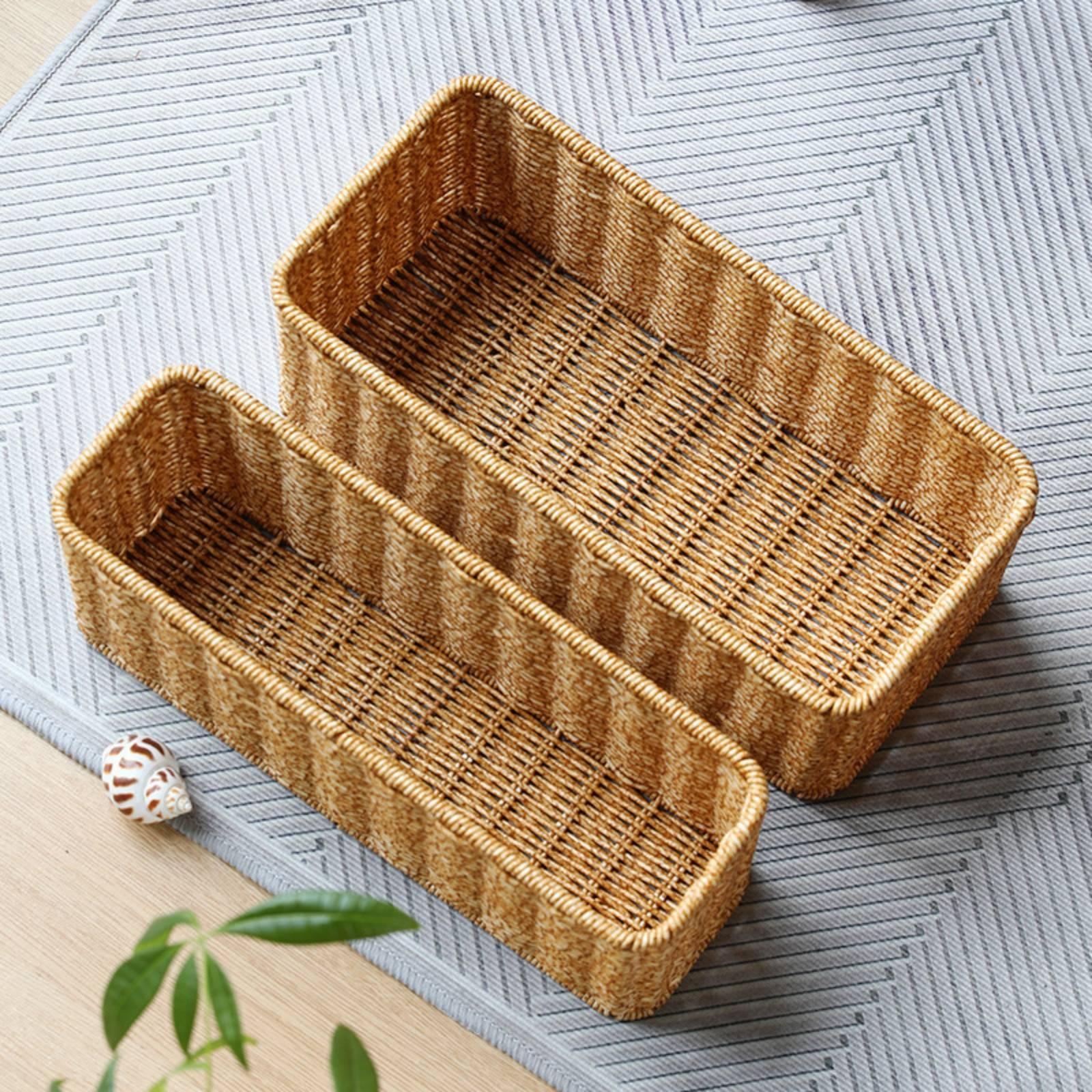 Home Essentials Bathroom Accessories - Kunststoff-Rattan Badezimmer-Aufbewahrungskorb Strukturierter Rand-Organizer für Waschraum-Accessoires