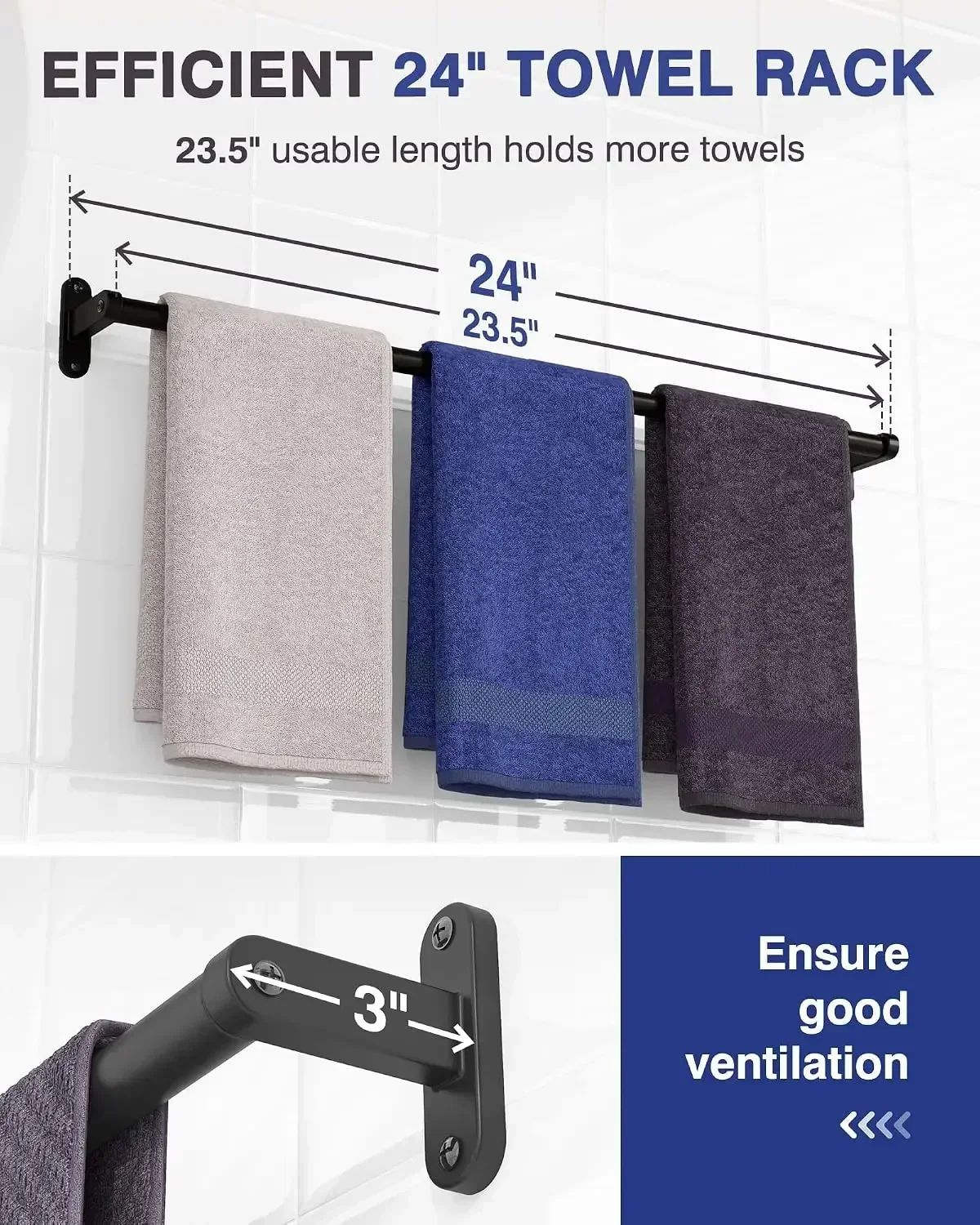 Mattschwarzer Handtuchhalter f – Home Essentials Bathroom Accessories Bewertung und Preis